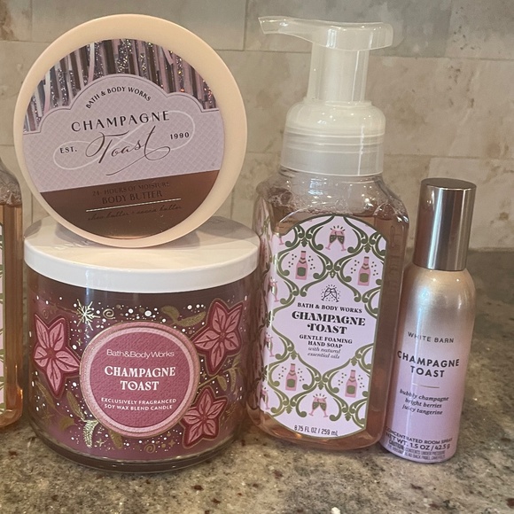 Bath & Body Works Champagne Toast Set -3-Wick Candle /Body Butter/Soaps/Soray - Picture 6 of 7